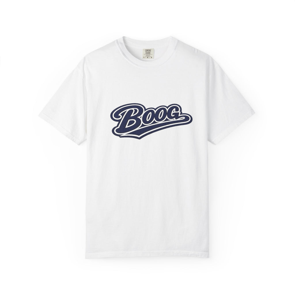 "Boog Script" Unisex Garment-Dyed T-shirt (Navy)