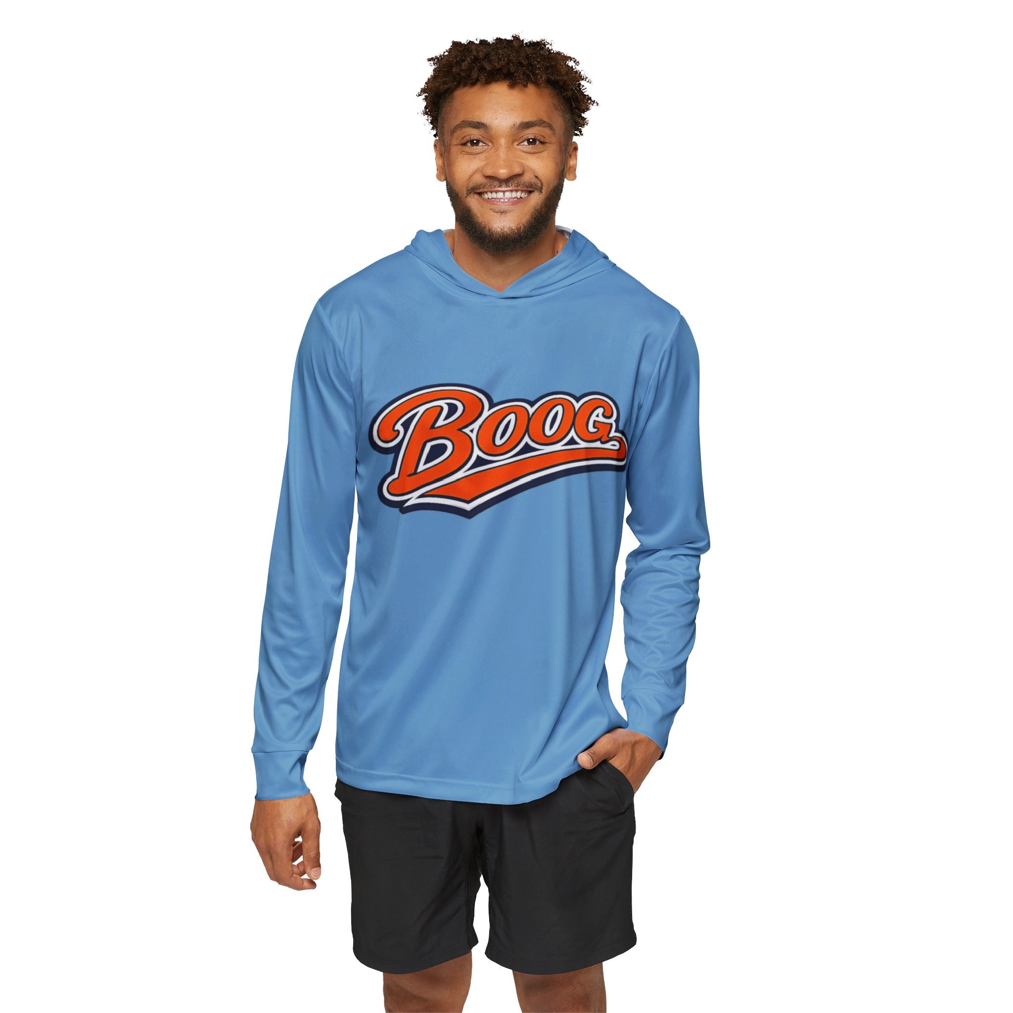 "Boog Script" Men's Sports Warmup Hoodie - Carolina Blue