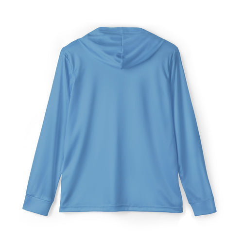 "Boog Script Navy" Men's Sports Warmup Hoodie - Carolina Blue