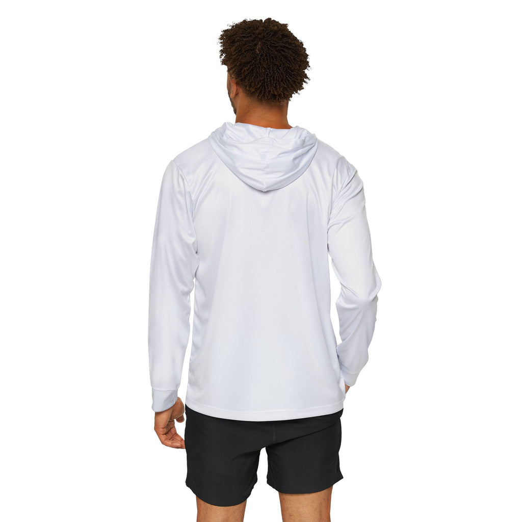 "Boog Script Navy" Men's Sports Warmup Hoodie - White
