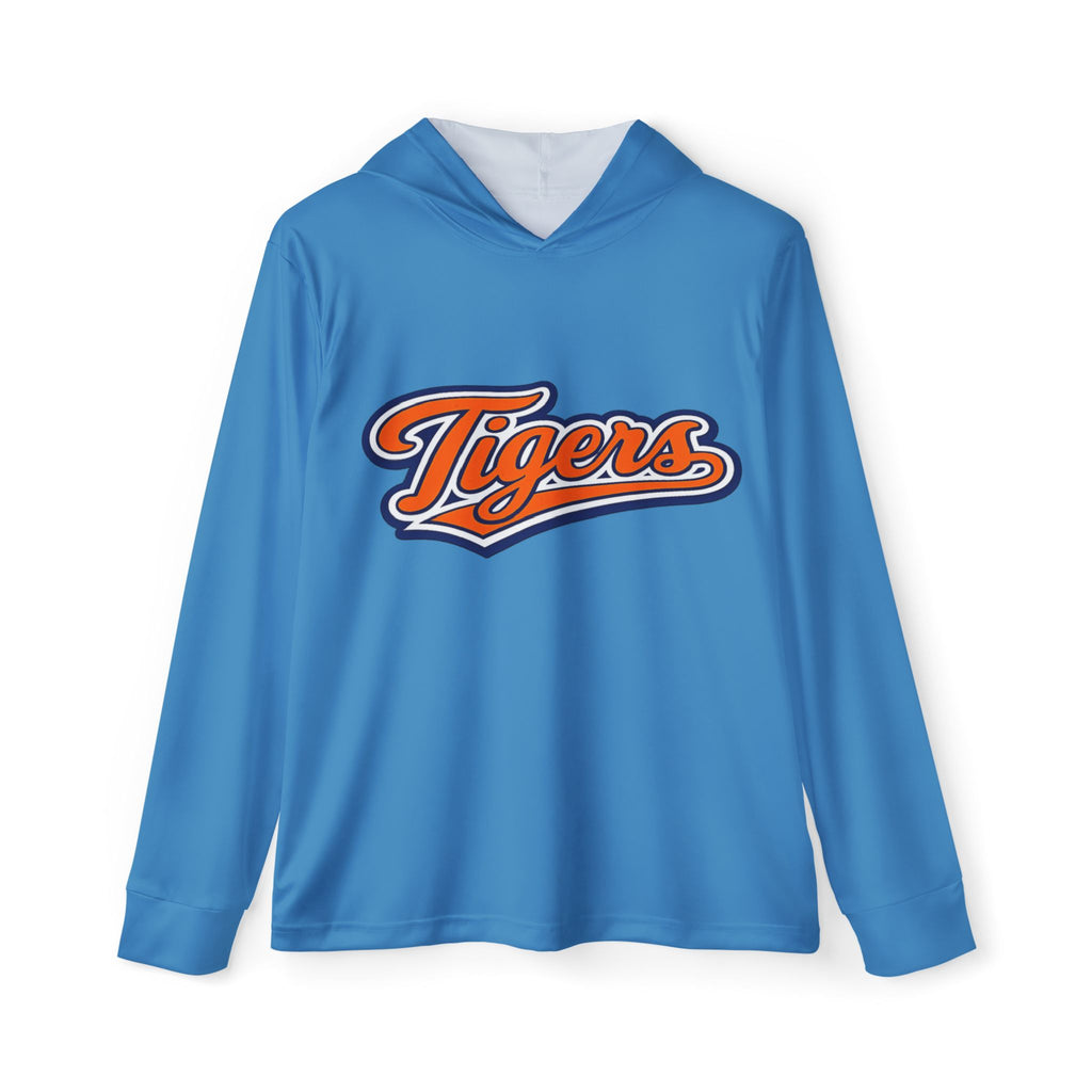 "Tigers Script" Men's Sports Warmup Hoodie - Carolina Blue