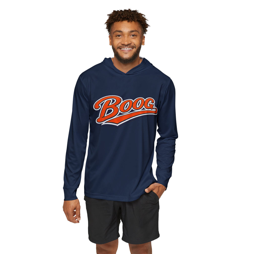 "Boog Script" Men's Sports Warmup Hoodie - Navy
