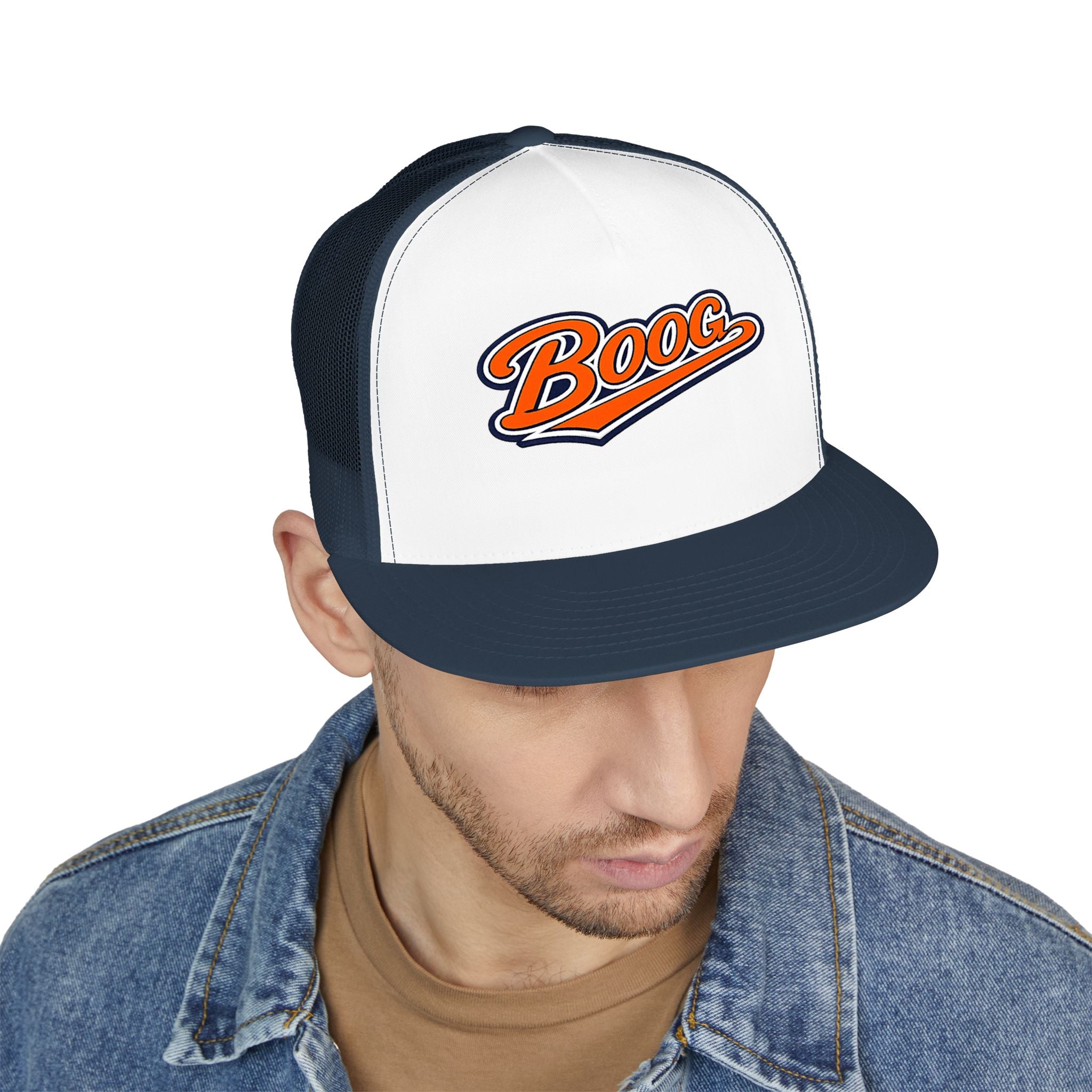 "Boog Script" 5 Panel Trucker Cap