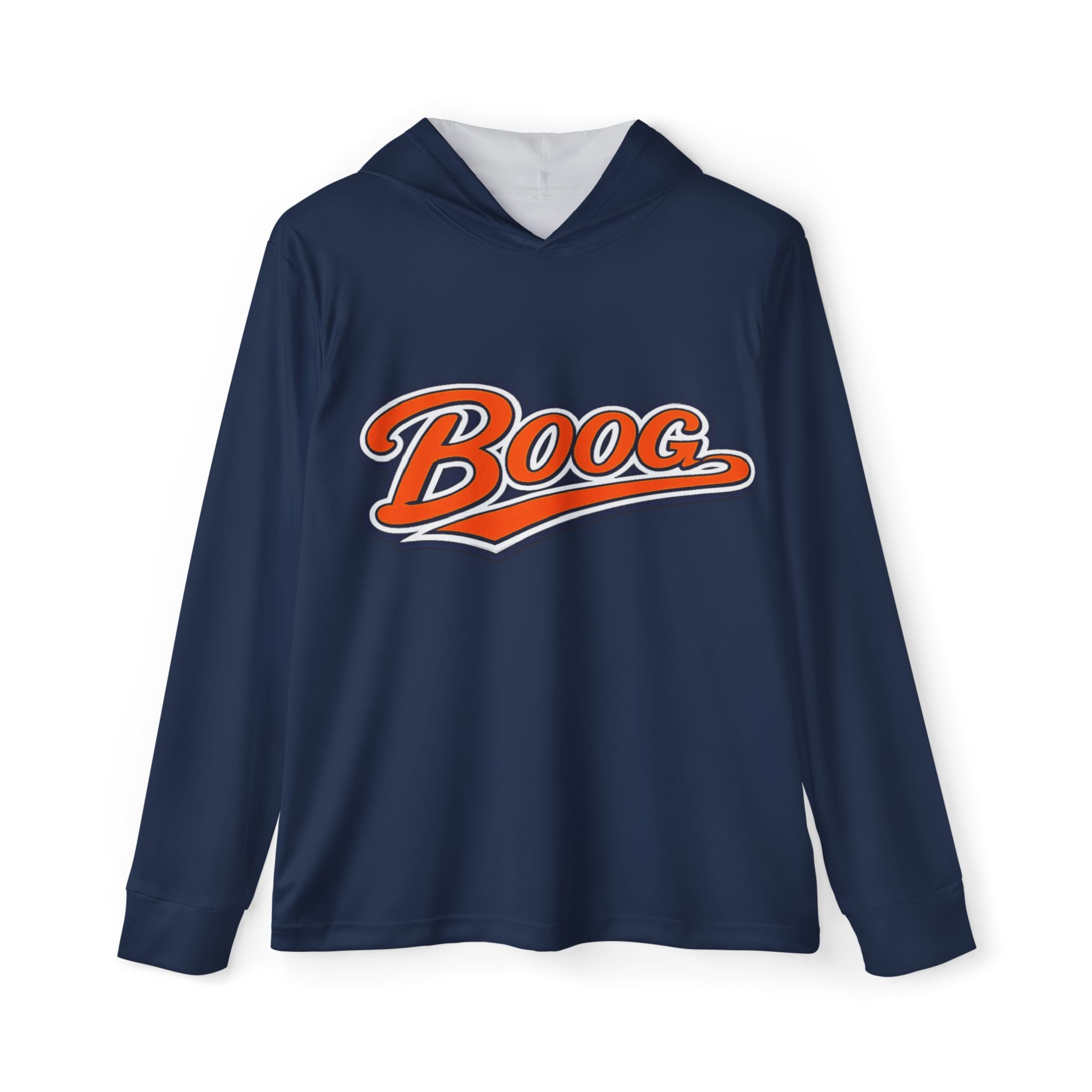 "Boog Script" Men's Sports Warmup Hoodie - Navy