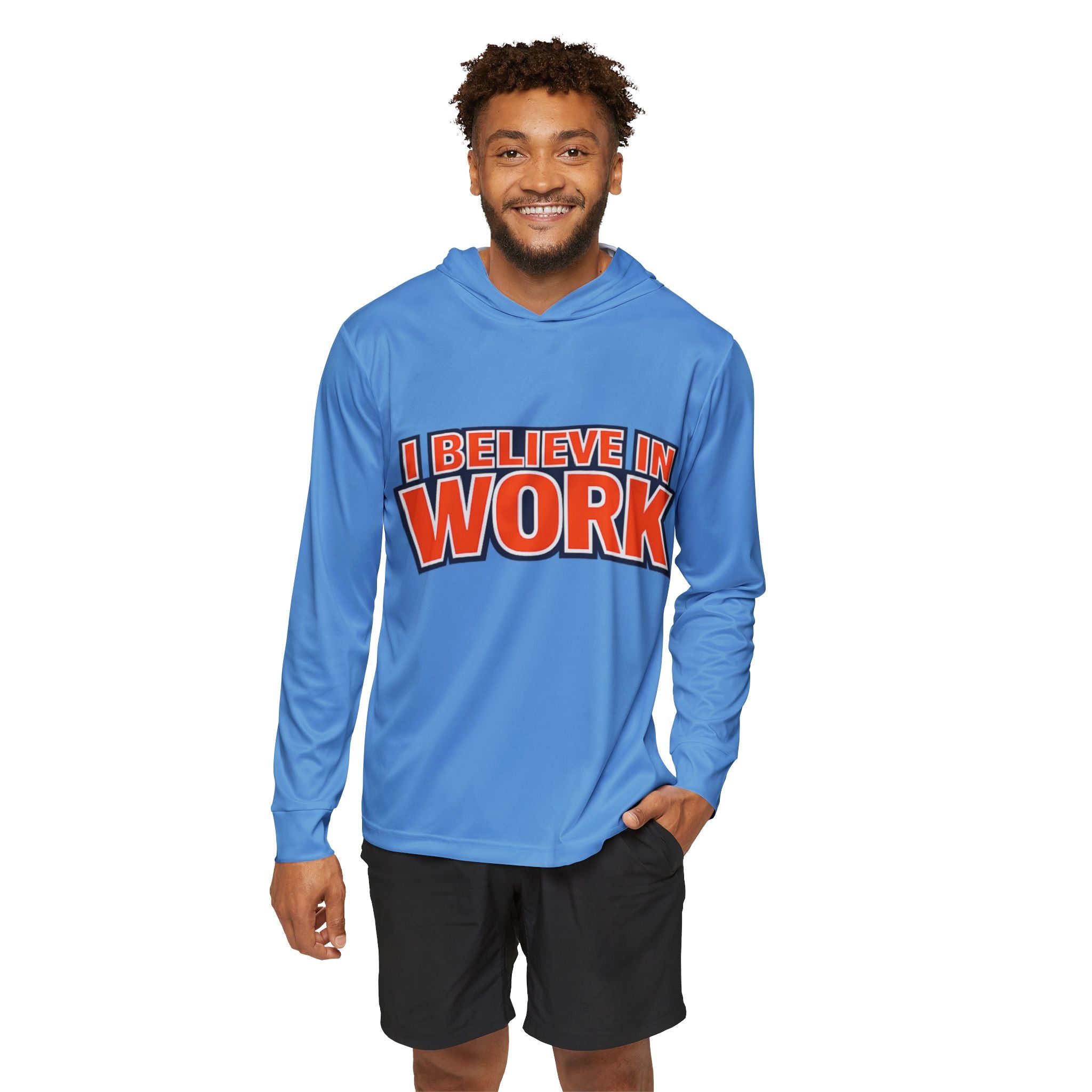 The "I Believe" Men's Sports Warmup Hoodie (AOP) - Light Blue